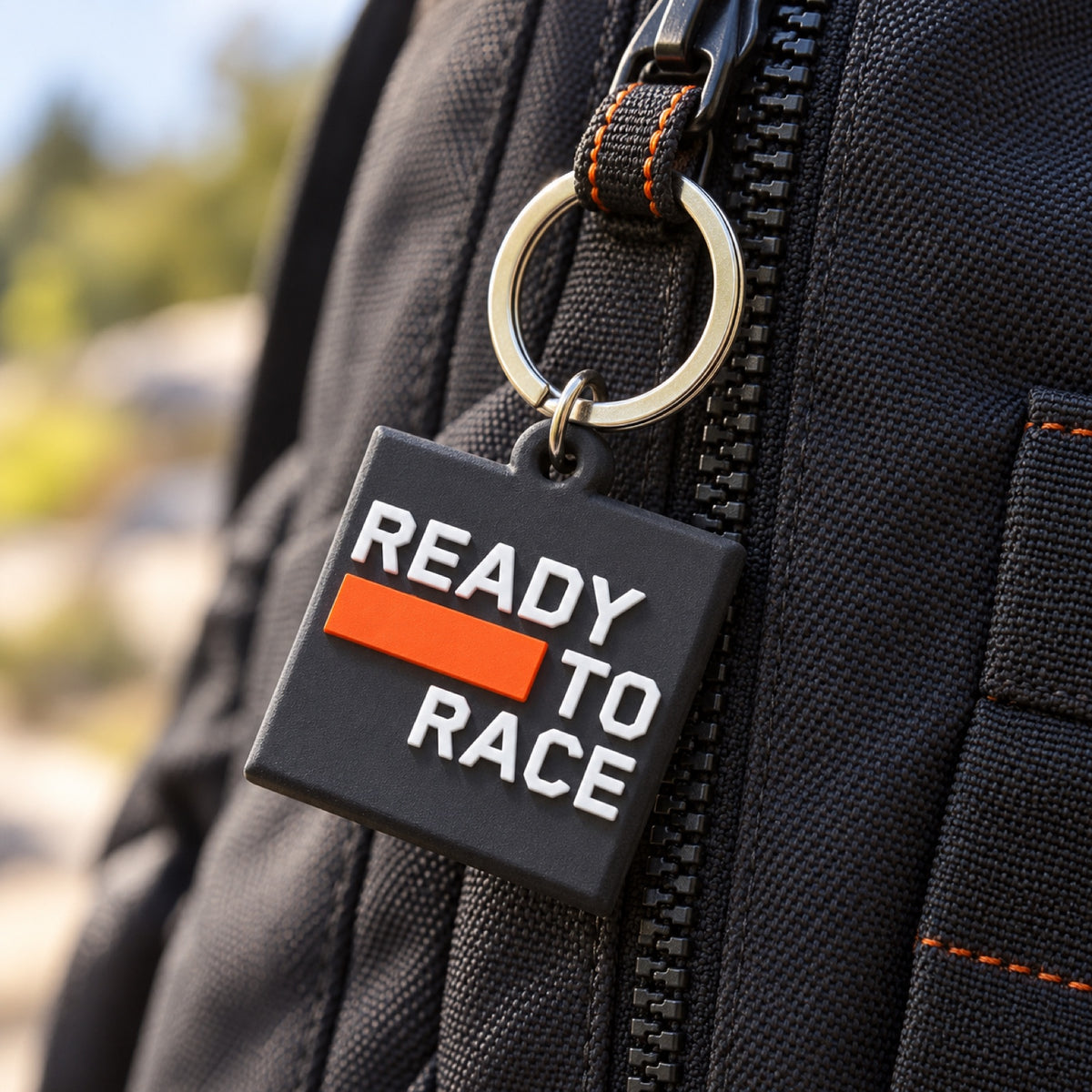 KTM Racing Ready To Race Keyring with Logo – Black – illustrative photo (AI)