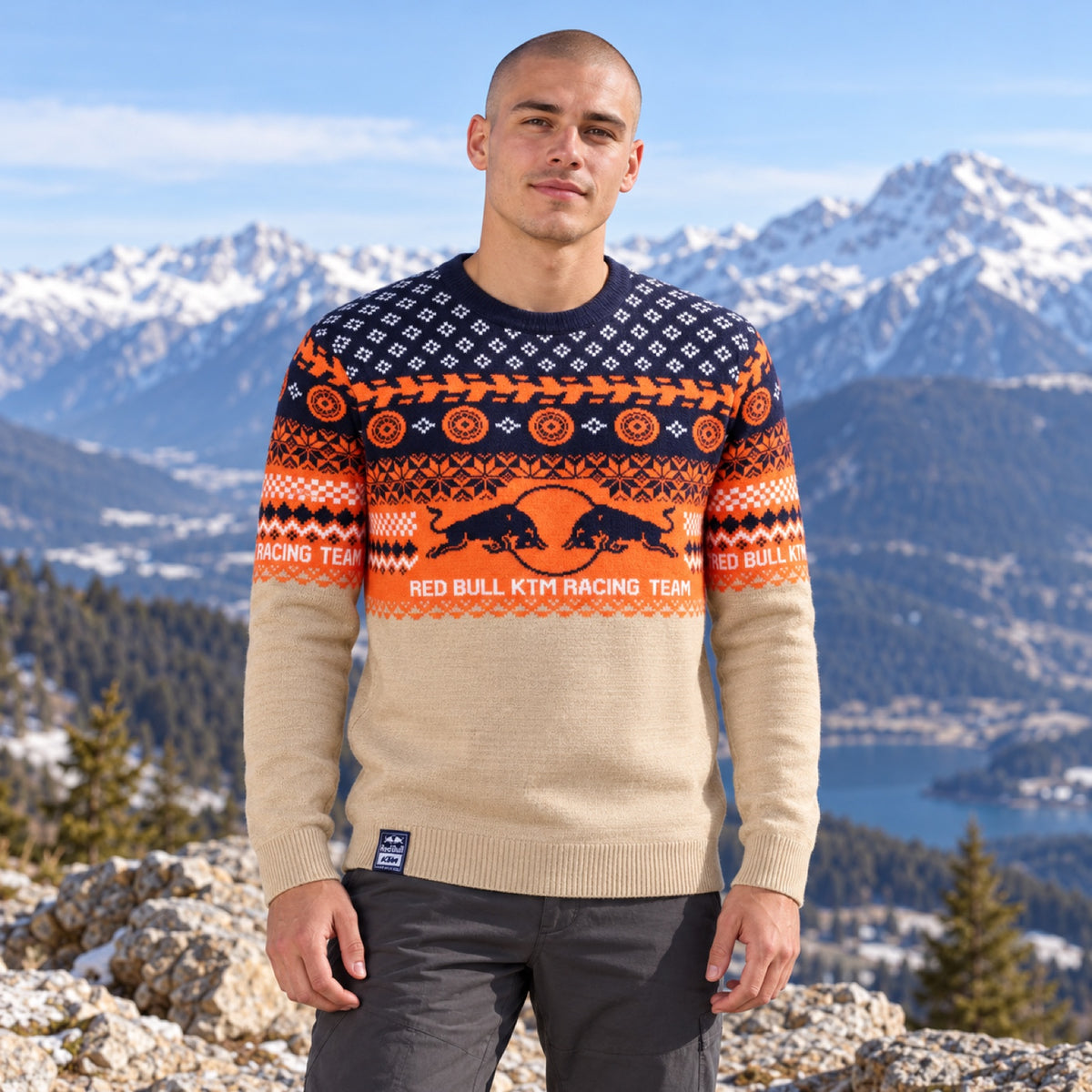 KTM Red Bull Racing Winterpullover – Weihnachts-Edition – Illustrationsfoto (KI)