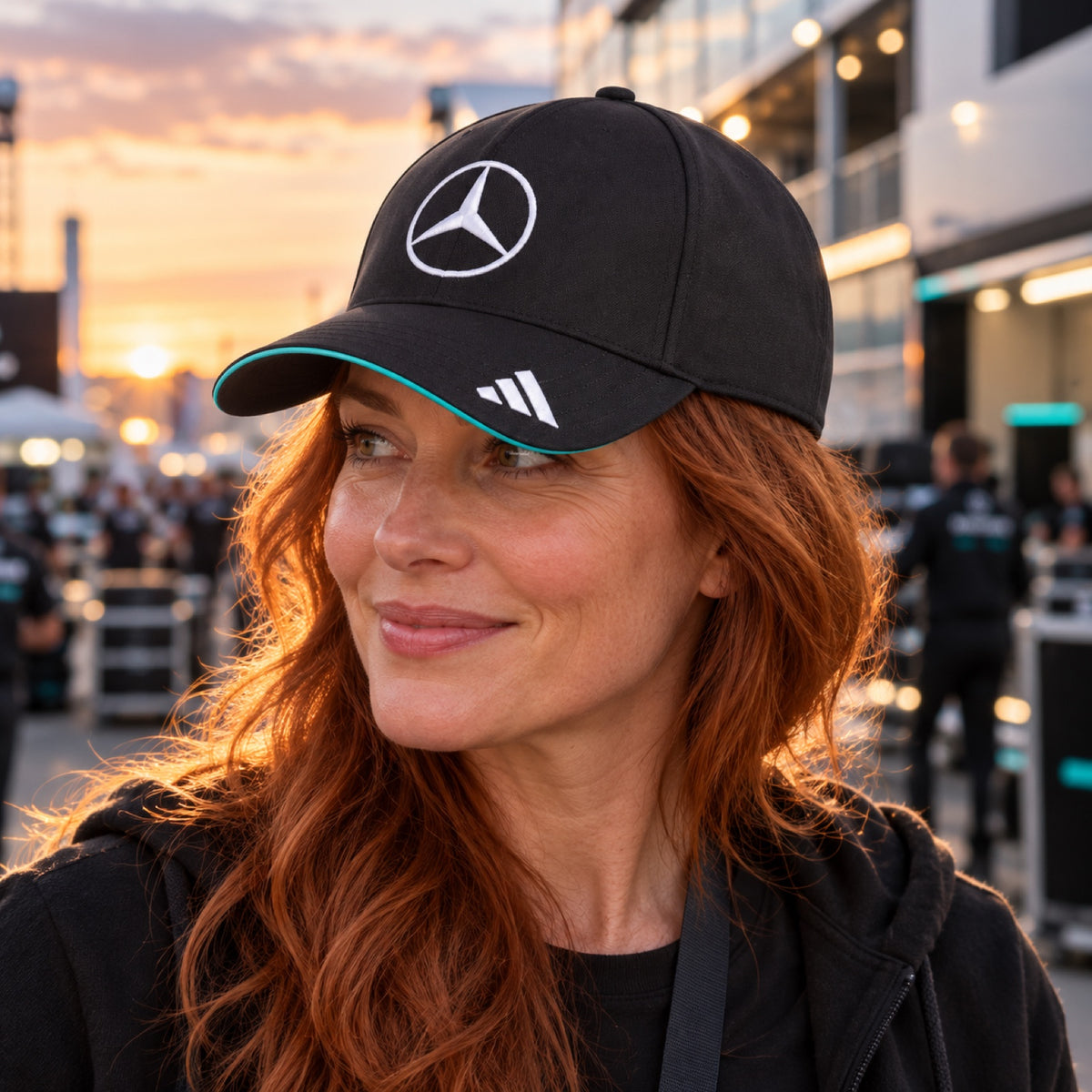 Mercedes-AMG PETRONAS F1 x Adidas Team-Cap – Schwarz – Illustrationsfoto (KI)