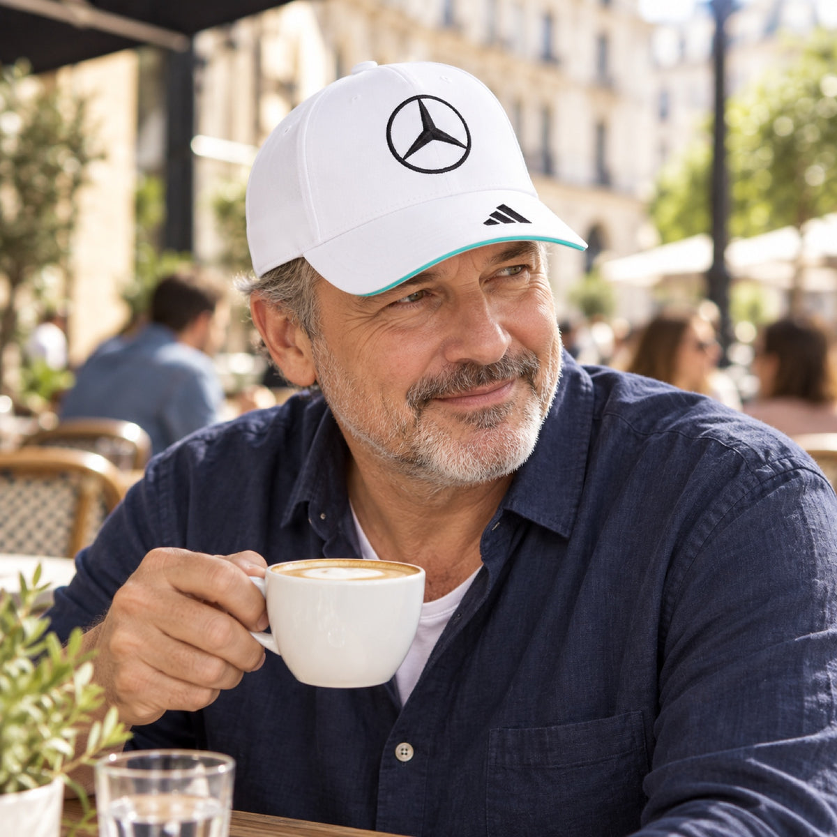 Mercedes-AMG PETRONAS F1 x Adidas Cap – White, Team Edition – illustrative photo (AI)
