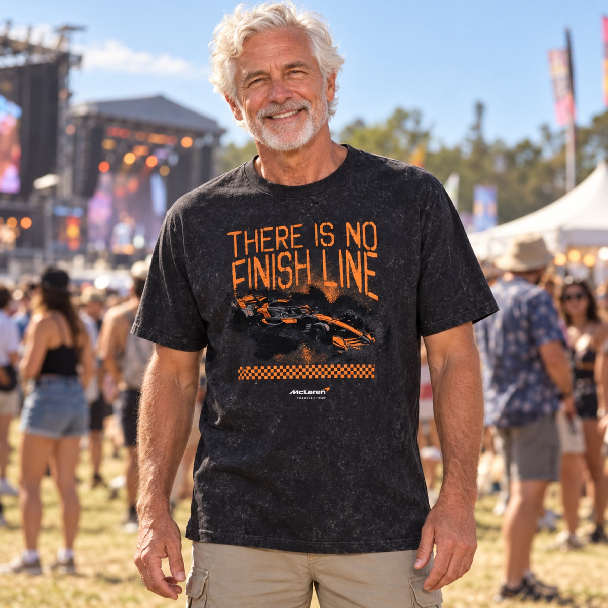 McLaren F1 NE Finish Line Fan-T-Shirt – Schwarz – Illustrationsfoto (KI)