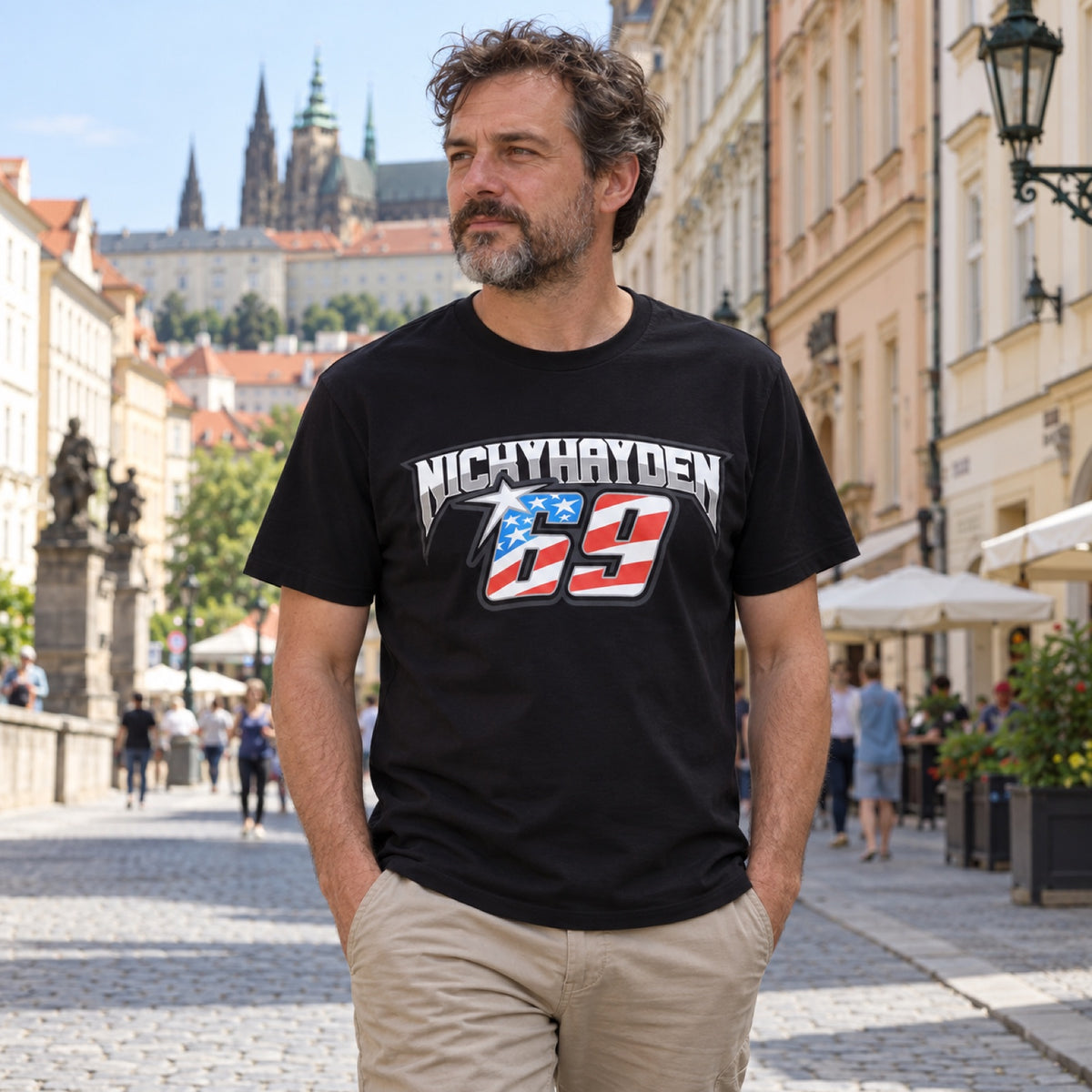 Nicky Hayden 69 Logo T-Shirt – Black – ilustrační foto (AI)
