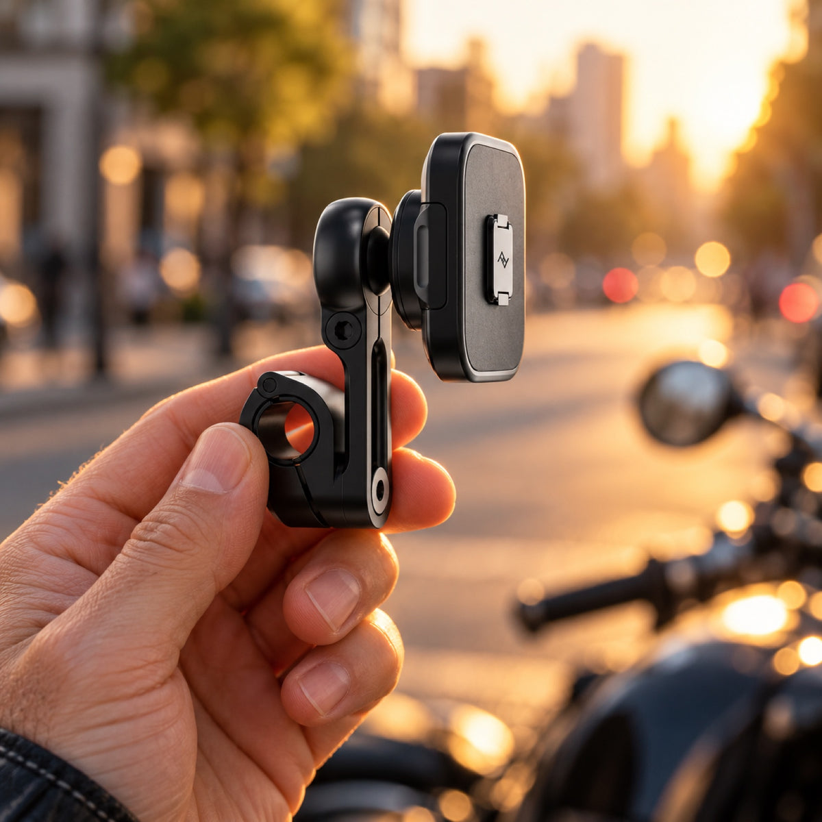 Peak Design Motorcycle Mount Mirror Mount – Schwarz – Illustrationsfoto (KI)