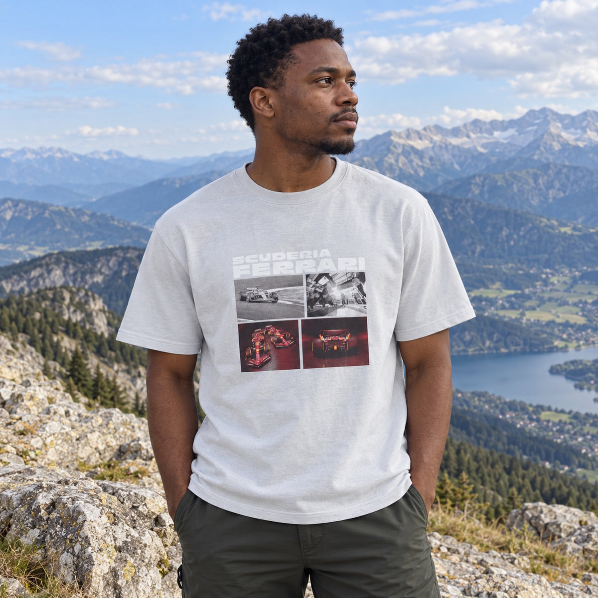 Scuderia Ferrari F1 Casual T-Shirt with SF Motif – Grey – ilustrační foto (AI)