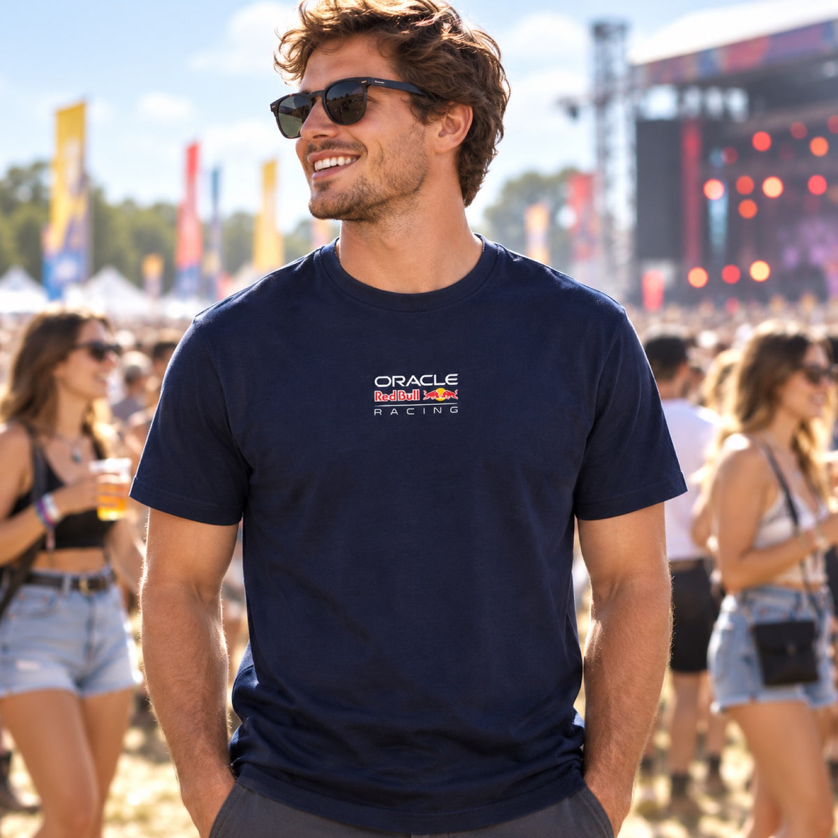 Oracle Red Bull Racing RACING Edition T-Shirt with Logo – Navy Blue – illustrative photo (AI)