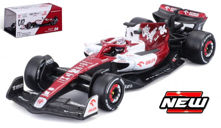 Modell Alfa Romeo Orlen F1 C42 Bburago #24 Guanyu Zhou 2022 im Maßstab 1:43 Signature