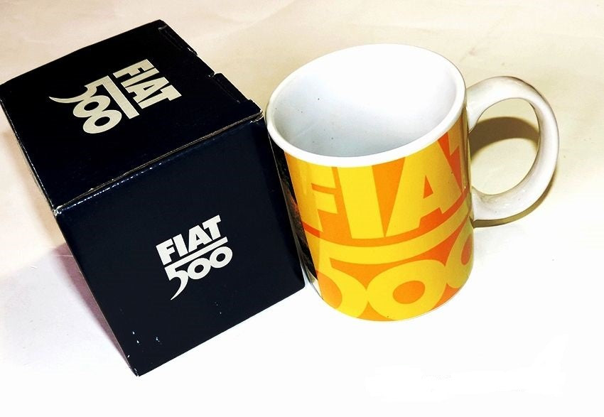 Fiat 500 vintage ceramic mug yellow – official product