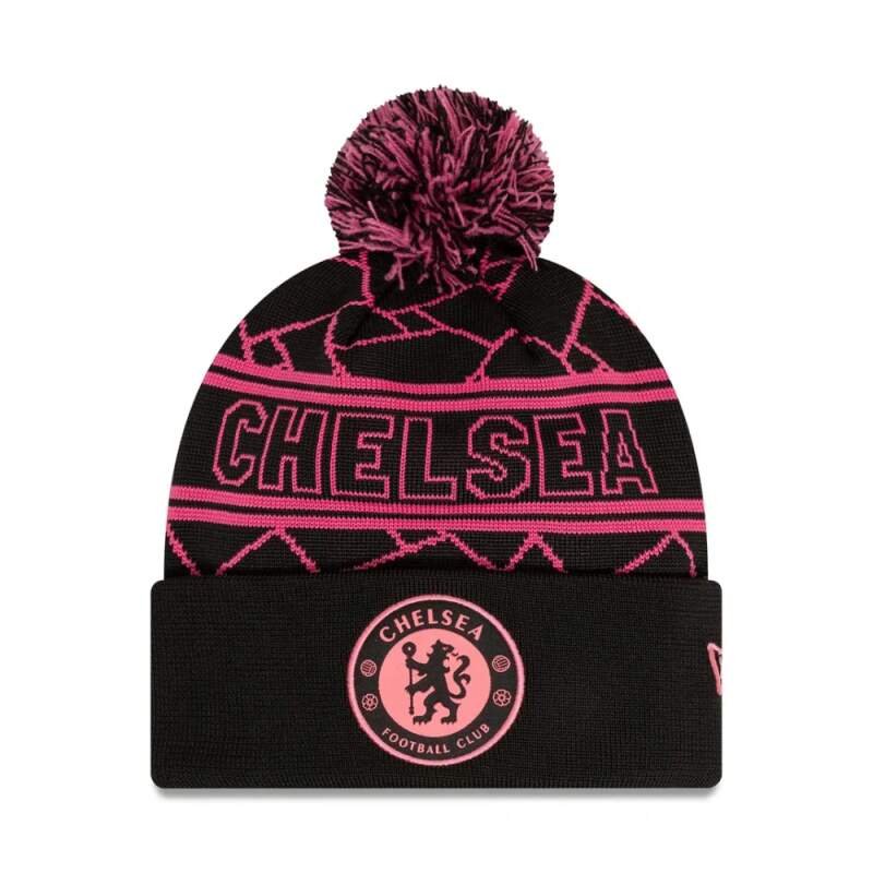 Chelsea Vintage-Wintermütze schwarz mit Bommel