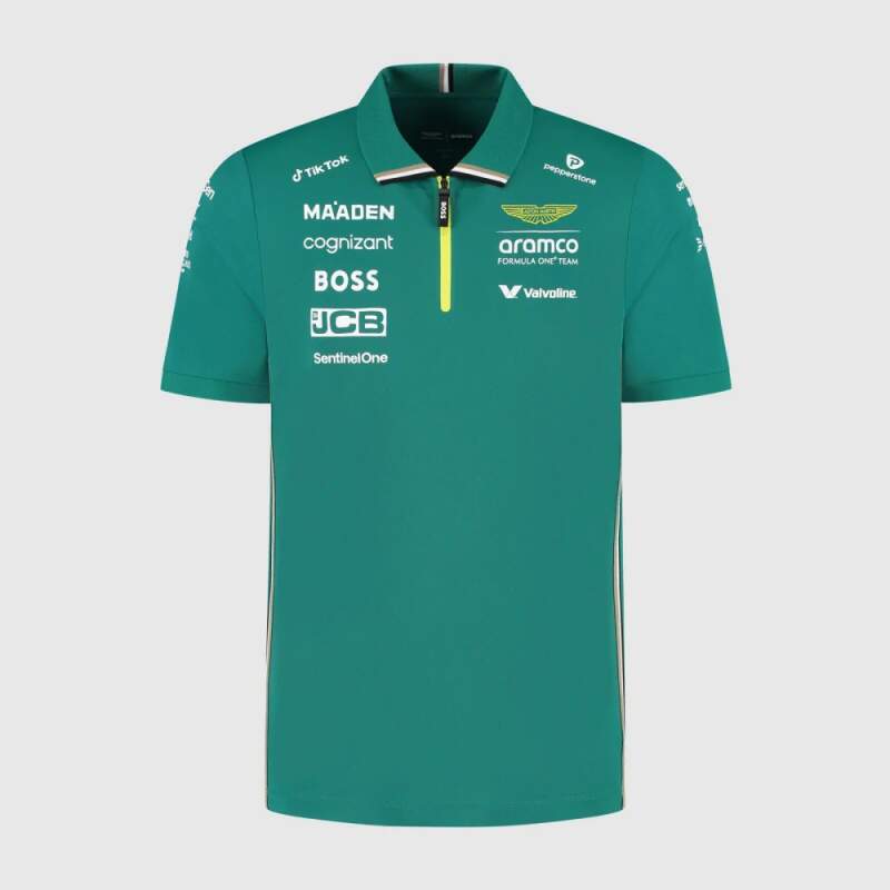 Aston Martin F1 Team Team-Poloshirt mit Sponsorenlogos