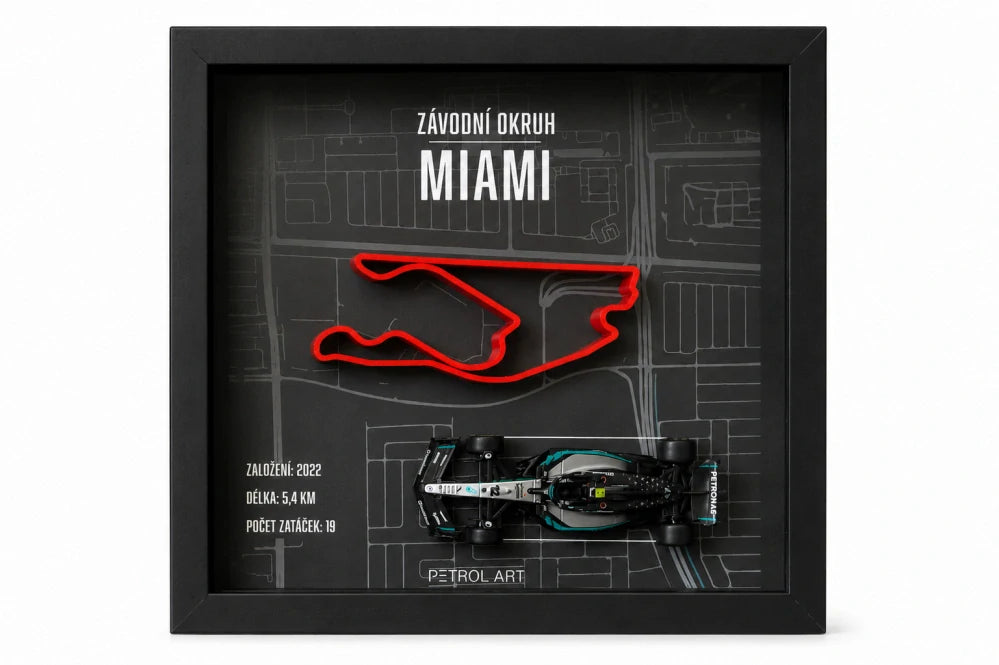 PETROL ART 3D-Rahmen Miami mit Mercedes Kimi Antonelli Modell im Maßstab 1:43 – Miami GP 2025