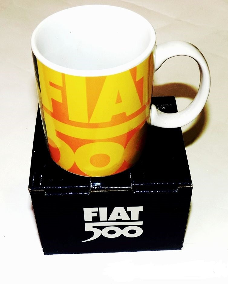 Fiat 500 vintage ceramic mug yellow – official product