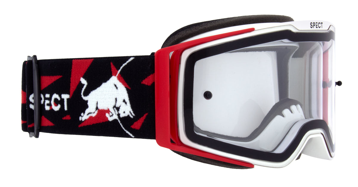 Red Bull Spect Motocrossbrille TORP weiß-rot mit klarem Glas