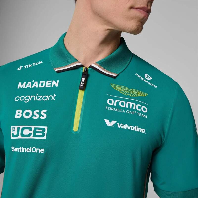 Aston Martin F1 Team Team-Poloshirt mit Sponsorenlogos