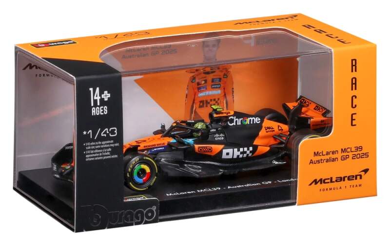 Modell McLaren F1 MCL39 BBurago #4 Lando Norris 2025 im Maßstab 1:43 - Signature
