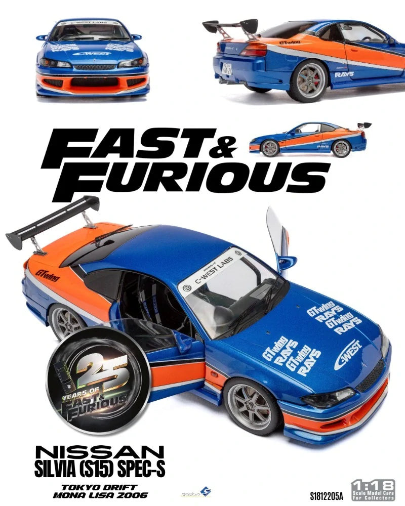 Solido Fast & Furious Tokyo Drift Nissan Silvia S15 Mona Lisa 2006 Model 1:18