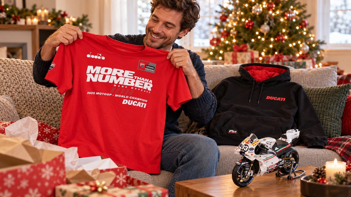 Geschenke für MotoGP-Fans: Márquez, KTM, Ducati, Rossi und mehr – mit KI erstelltes Illustrationsbild