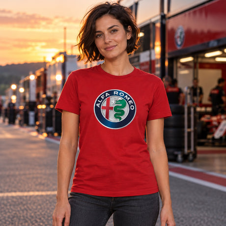Alfa Romeo AR Logo-T-Shirt – Rot – Illustrationsfoto (KI)