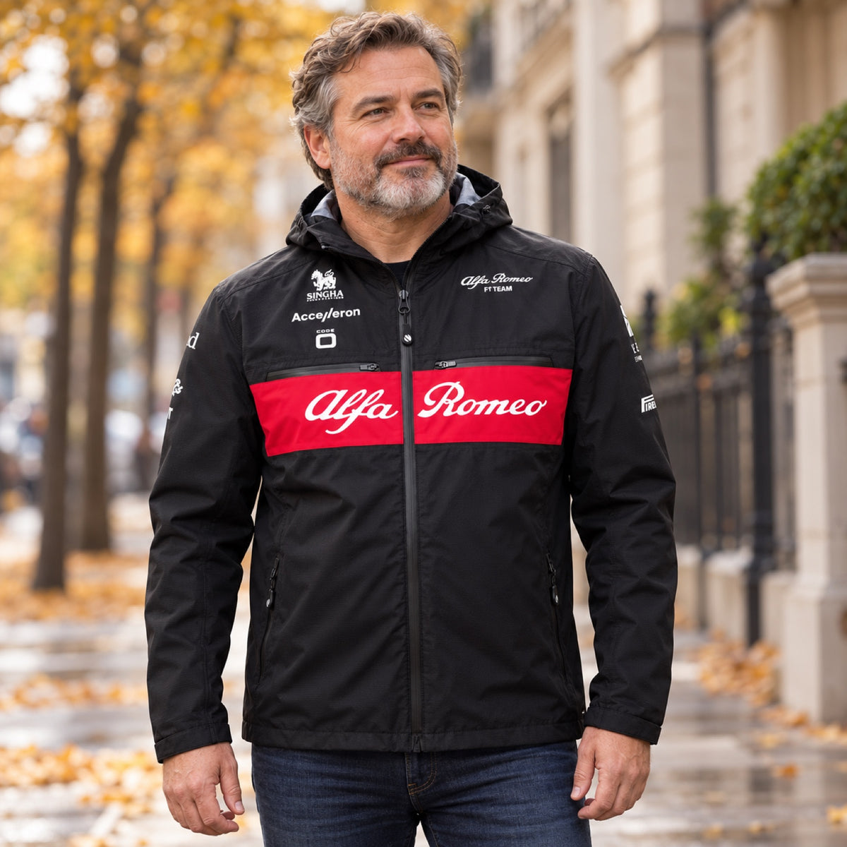 Alfa Romeo F1 Team Windjacke – Schwarz – Illustrationsfoto (KI)