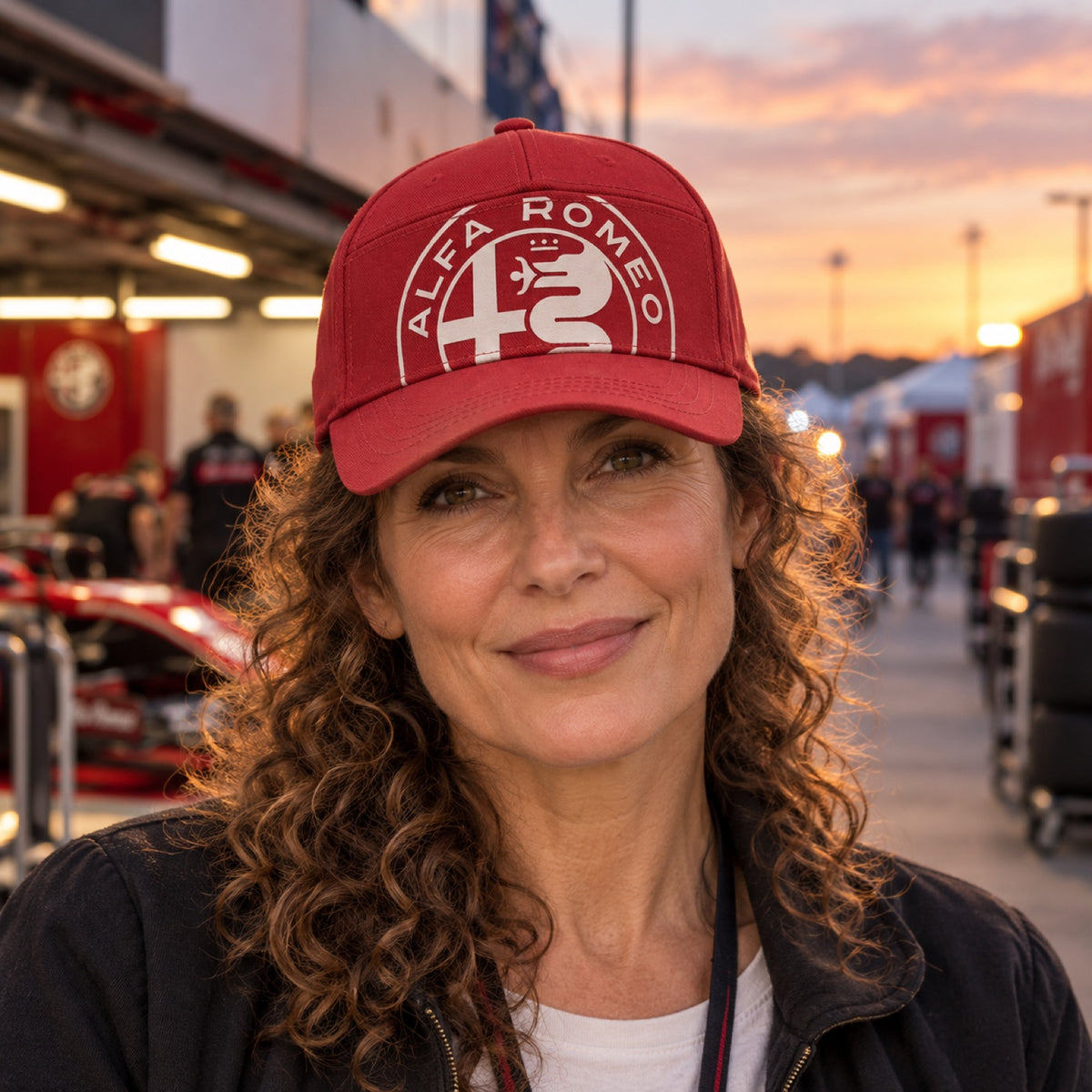Alfa Romeo Cap mit großem Logo – Rot – Illustrationsfoto (KI)