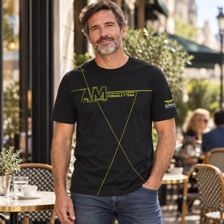 Aston Martin F1 Team AMF1 Fan-T-Shirt – Schwarz – Illustrationsfoto (KI)