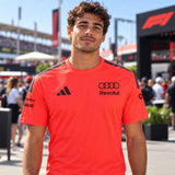 Audi Revolut F1 x Adidas Team T-Shirt with Sponsor Logos – Red – illustrative photo (AI)