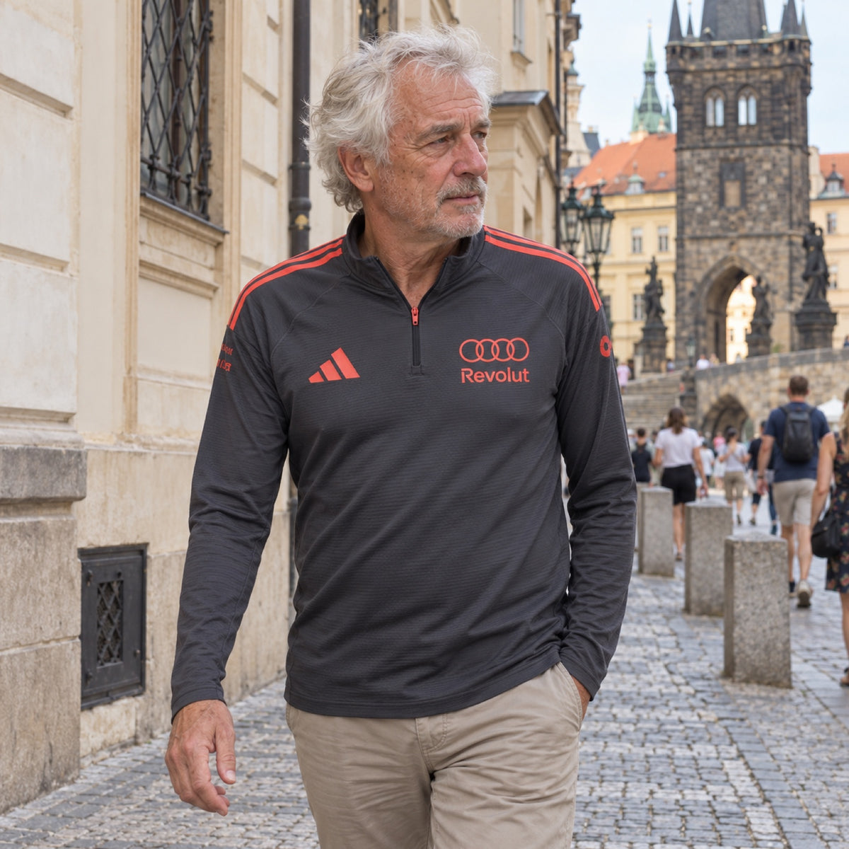 Audi Revolut F1 x Adidas Training Top with Sponsor Logos – Grey – ilustrační foto (AI)