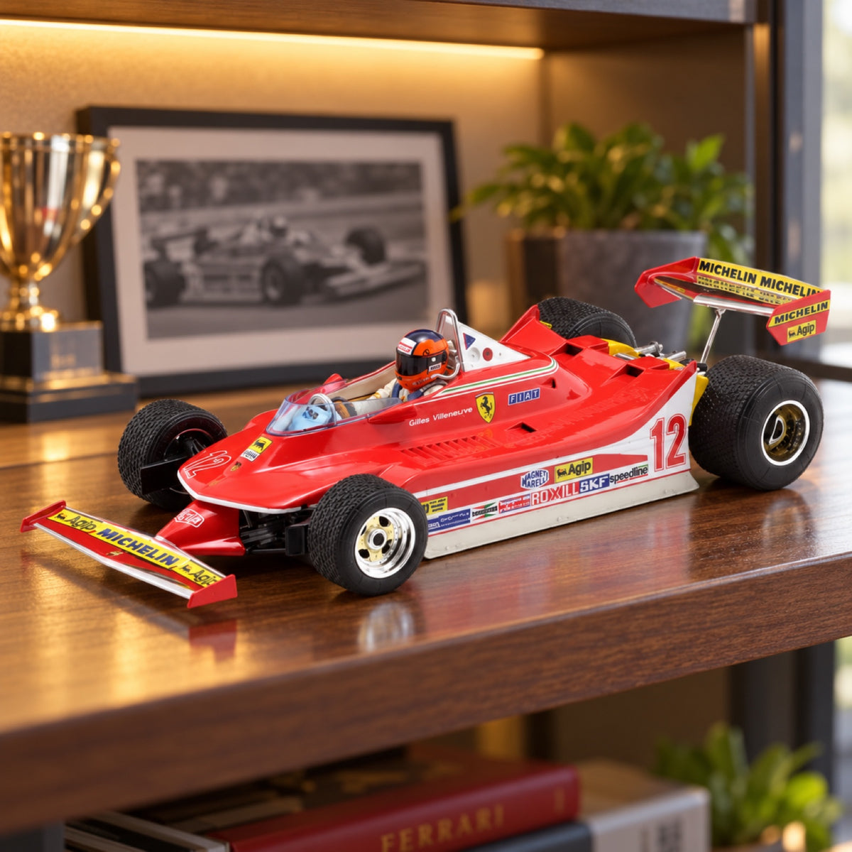 Ferrari F1 312T4 1979 USA Grand Prix G. Villeneuve Modell – Illustrationsfoto (KI)