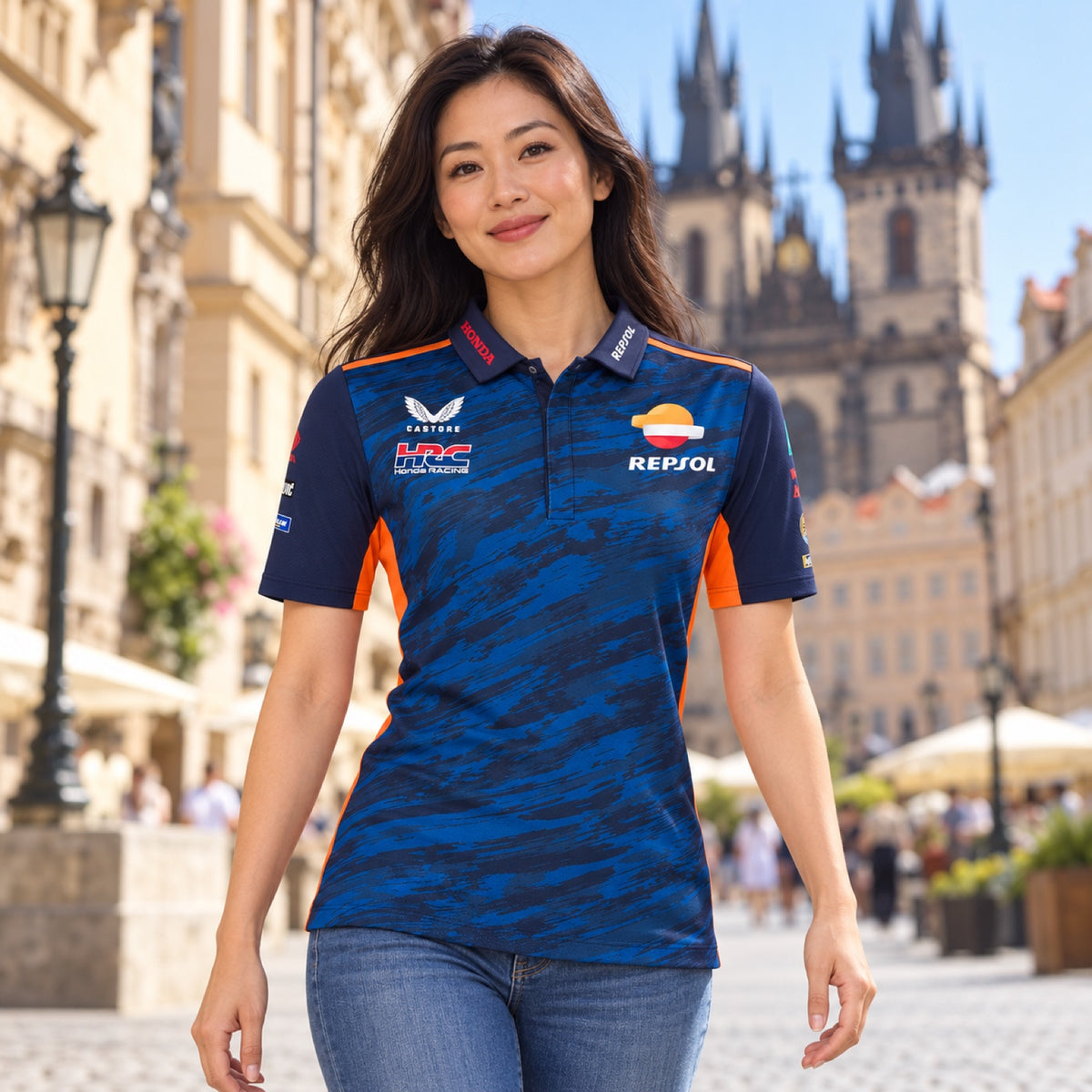 Repsol Honda MotoGP Team-Poloshirt mit Sponsorenlogos – Illustrationsfoto (KI)