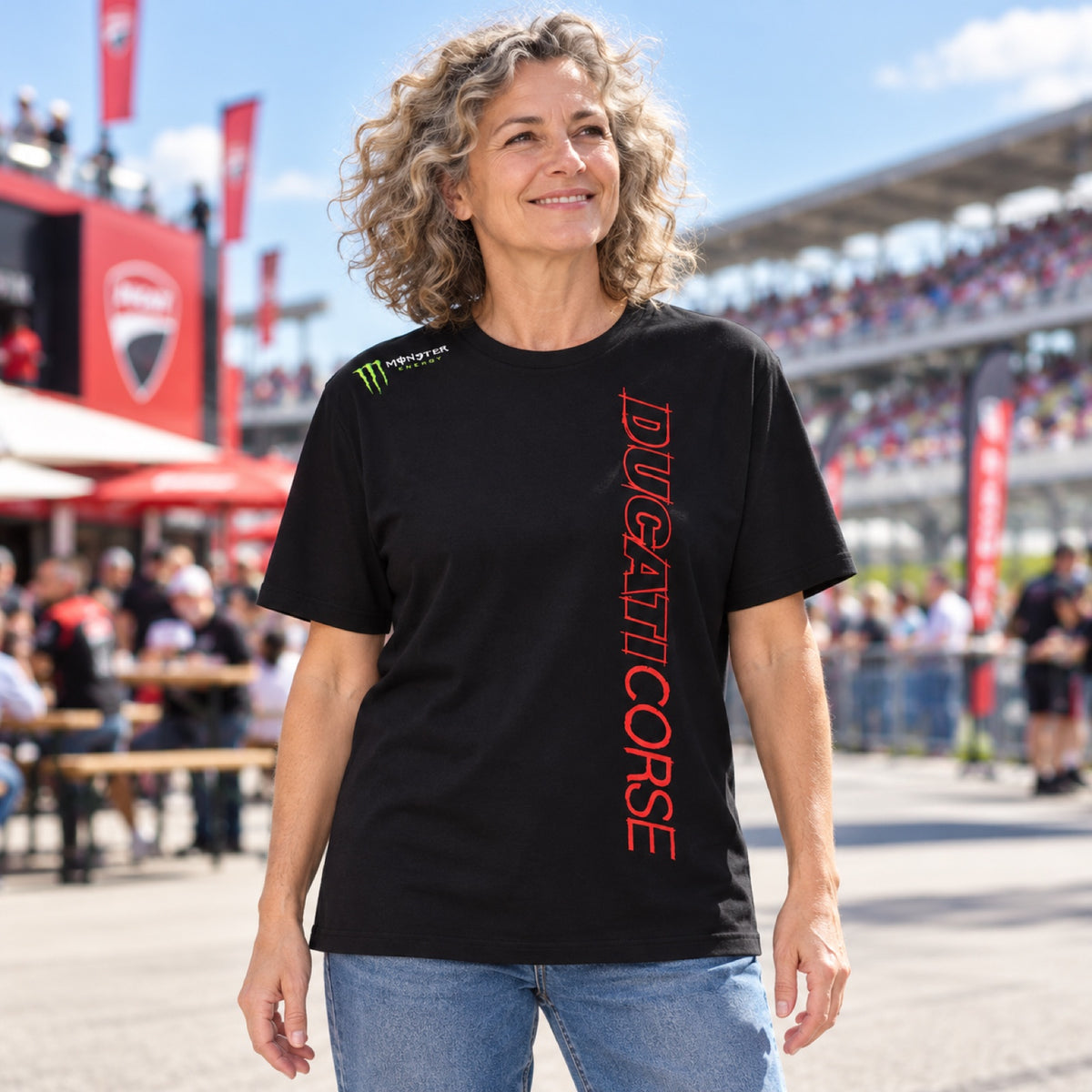 Ducati Corse Fan T-Shirt with Monster Energy Logo – illustrative photo (AI)