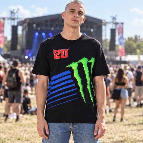 Fabio Quartararo Monster Energy Logo-T-Shirt – Schwarz – Illustrationsfoto (KI)