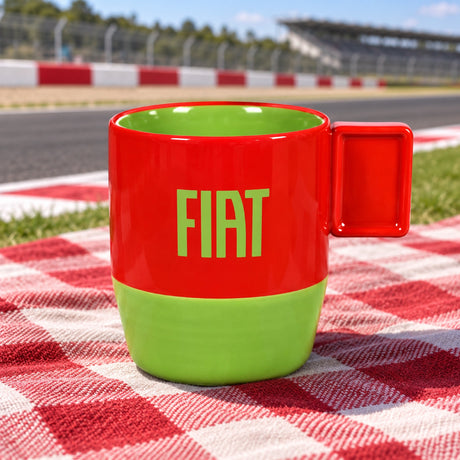 Fiat Ceramic Mug – Red/Green, Official Product – illustrative photo (AI)