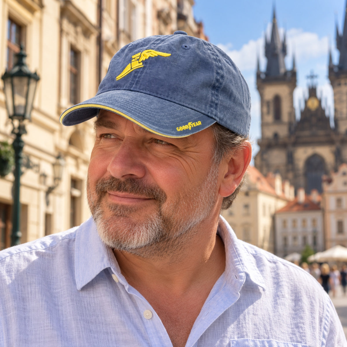 Goodyear Wingfoot Fan Cap – Light Blue – illustrative photo (AI)