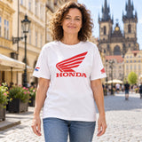 HRC Honda Fan-T-Shirt mit großem Logo – Weiß – Illustrationsfoto (KI)