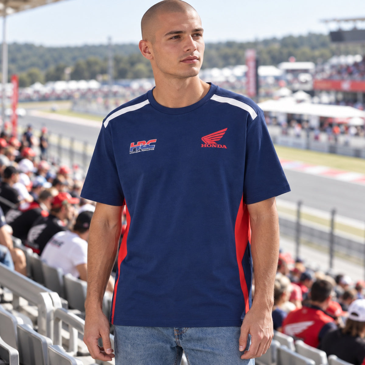 HRC Honda Fan T-Shirt with Logo – Blue – illustrative photo (AI)