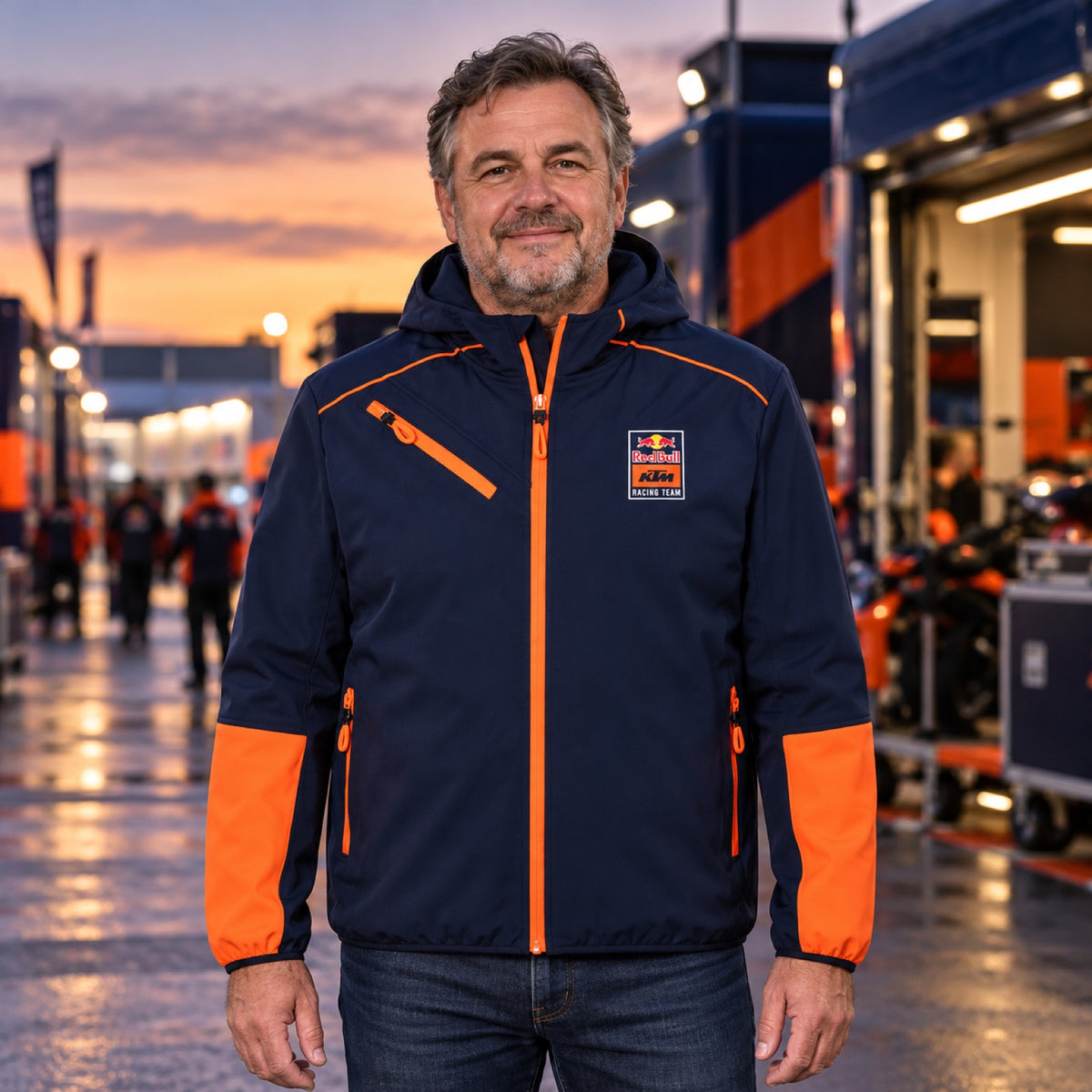 KTM Red Bull Racing GRID Softshelljacke – Dunkelblau – Illustrationsfoto (KI)