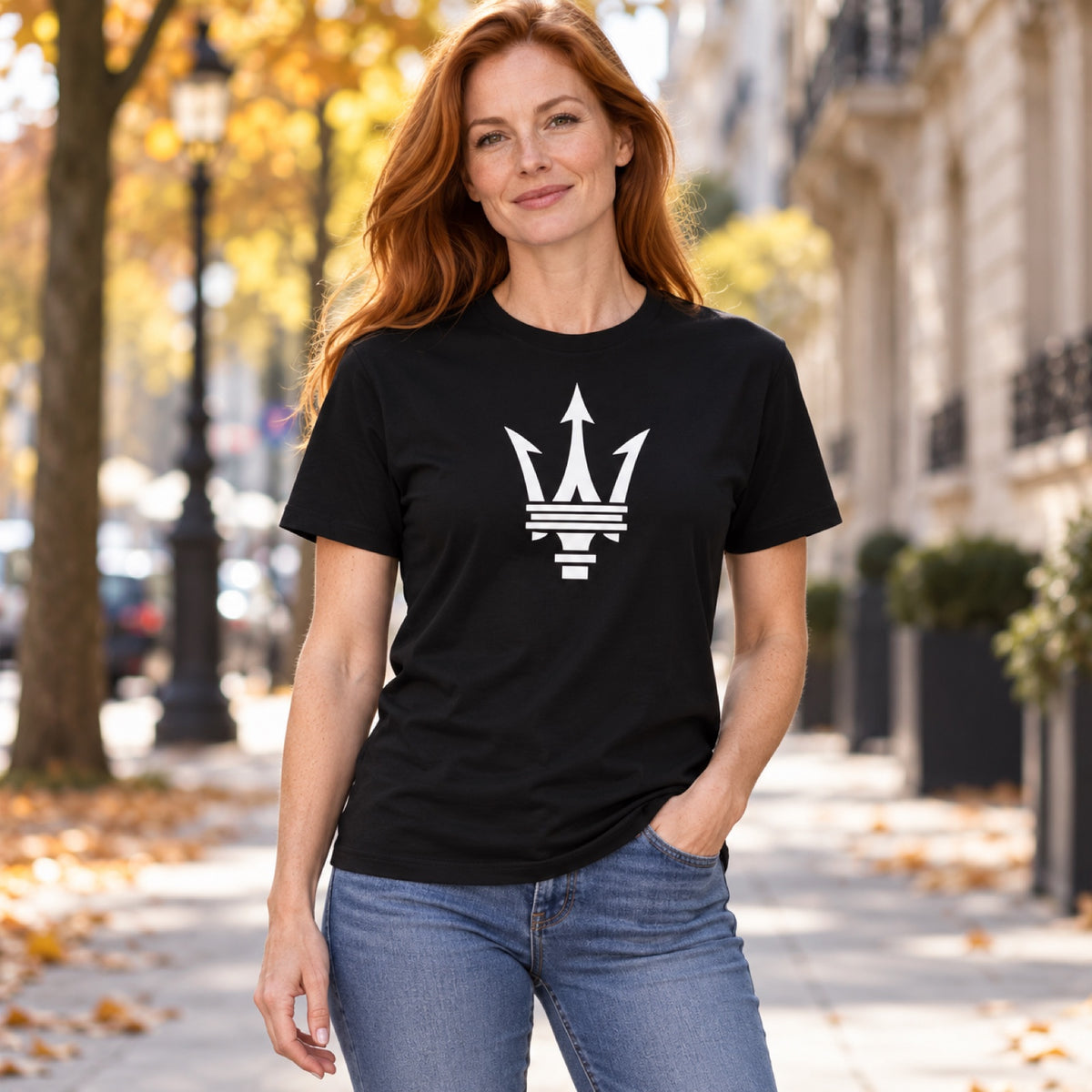 Maserati Men's T-Shirt with Large Trident Logo – Black – illustrative photo (AI)