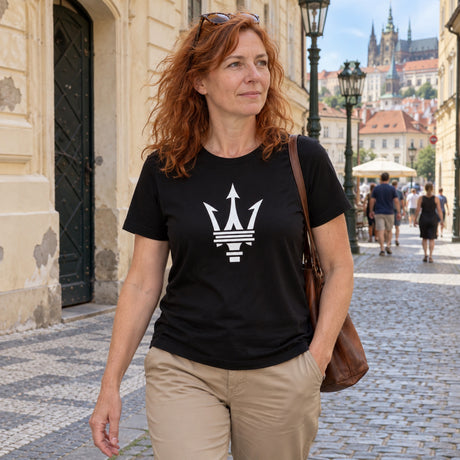 Maserati Men's T-Shirt with Large Trident Logo – Black – ilustrační foto (AI)
