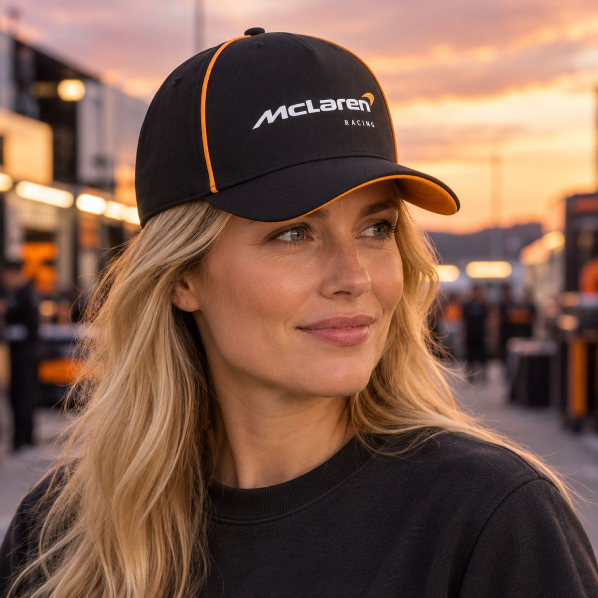McLaren F1 Cap mit Puma-Logo – Schwarz – McLaren Racing – Illustrationsfoto (KI)