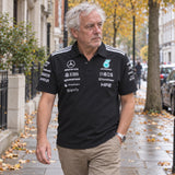 Mercedes-AMG PETRONAS F1 x Adidas Team Polo with Sponsor Logos – Black – ilustrační foto (AI)