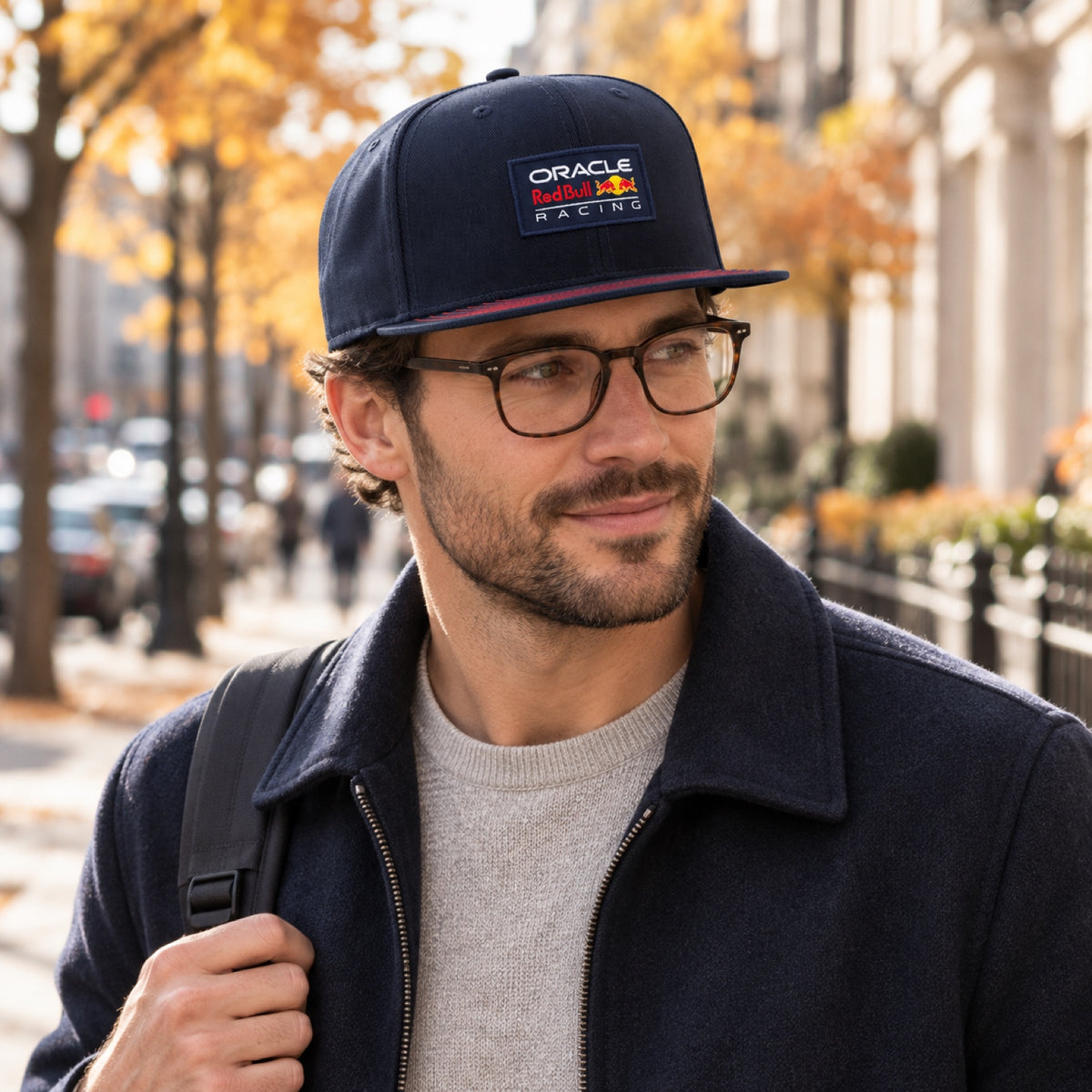Oracle Red Bull Racing F1 ENTRY Cap mit flachem Schirm – Dunkelblau – Illustrationsfoto (KI)