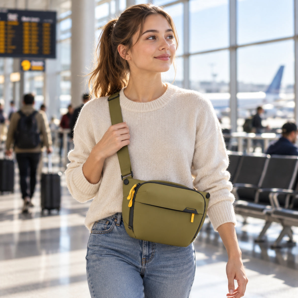 Peak Design Everyday Sling 6L – Kelp – illustrative photo (AI)