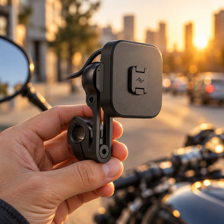 Peak Design Motorcycle Mount Mirror Mount Charging – Schwarz – Illustrationsfoto (KI)