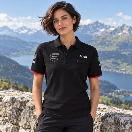 Porsche Motorsport Formula E Team-Poloshirt – Schwarz – Illustrationsfoto (KI)