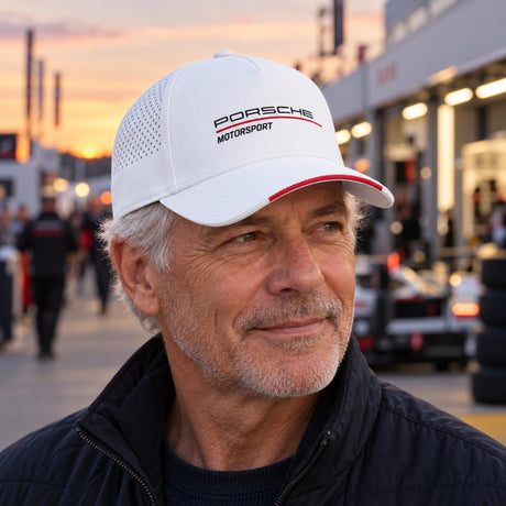 Porsche Motorsport Lifestyle-Cap – Weiß – Illustrationsfoto (KI)