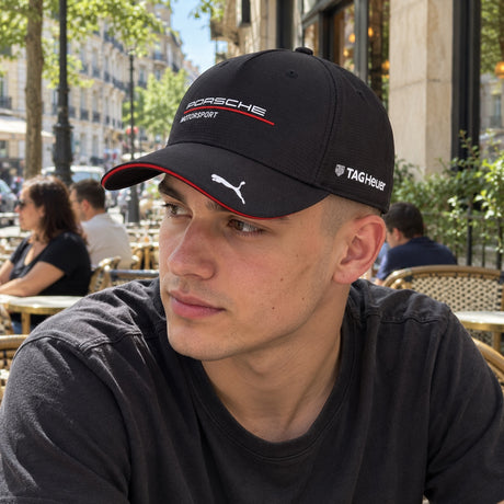 Porsche Motorsport Team Cap with Sponsor Logos – Black – ilustrační foto (AI)