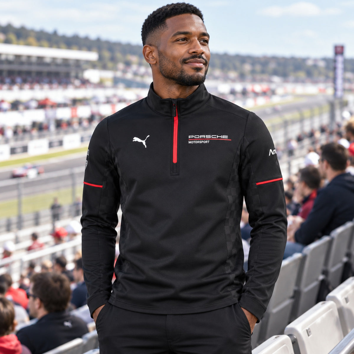 Porsche Motorsport Team Sweatshirt with Sponsor Logos – illustrative photo (AI)