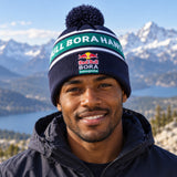 Red Bull Bora Hansgrohe Bobble Hat with Logo – Navy Blue – illustrative photo (AI)