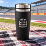 Red Bull Bora Hansgrohe Insulated Travel Mug with Logo – illustrative photo (AI)