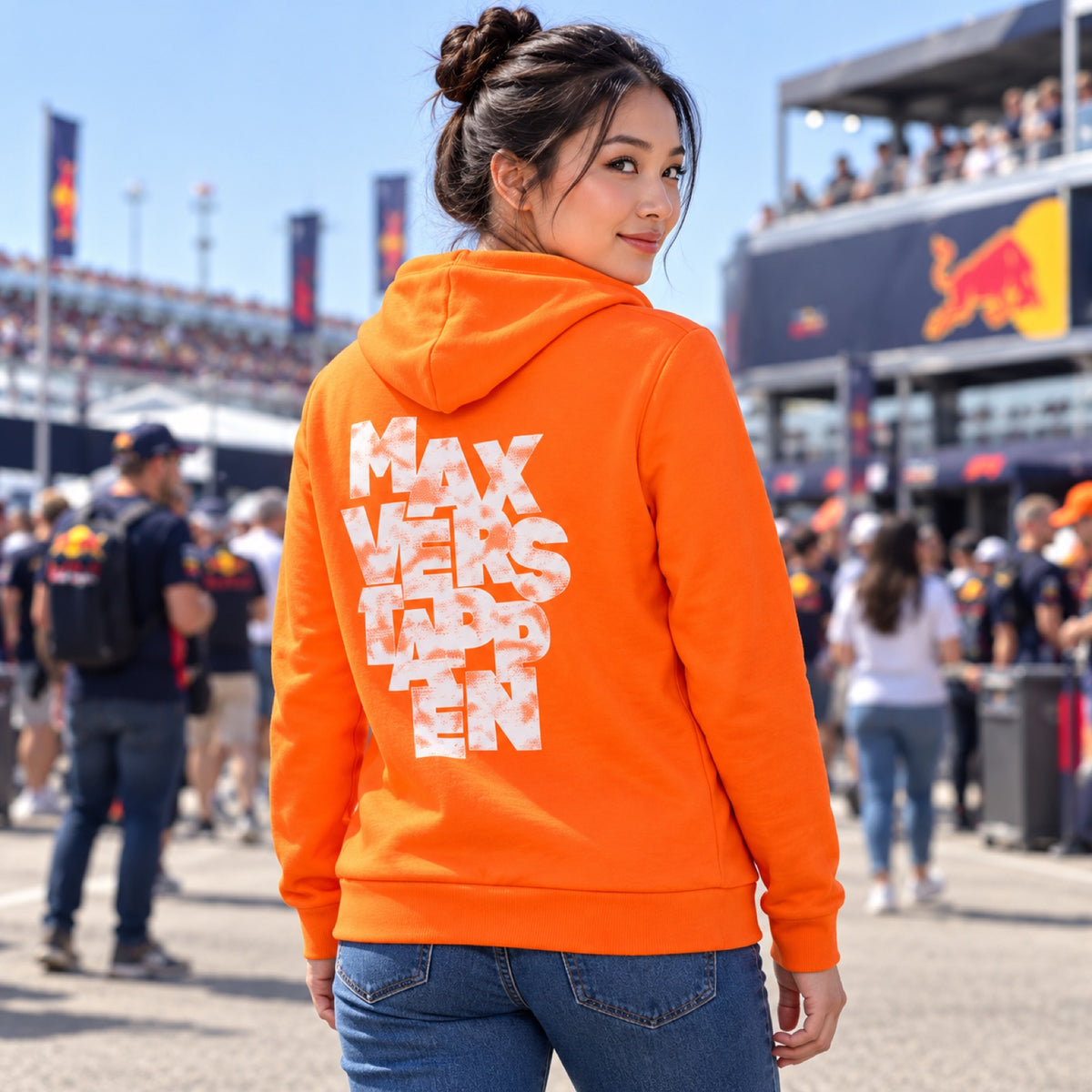 Max Verstappen – Red Bull Racing F1 EXPRESS Hoodie – Orange – Illustrationsfoto (KI)