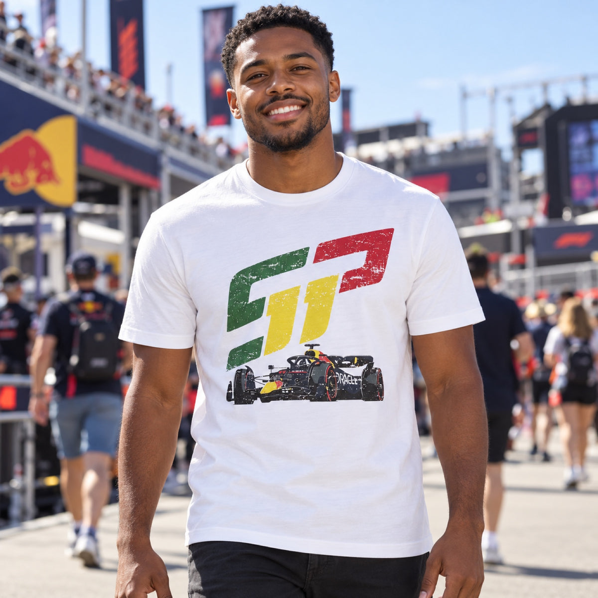 Sergio Perez Red Bull Racing F1 Fan T-Shirt – White – illustrative photo (AI)